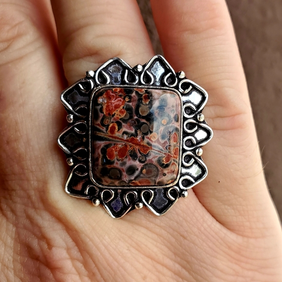 New Leopard Skin Jasper 925 Silver Ring. - Picture 10 of 16
